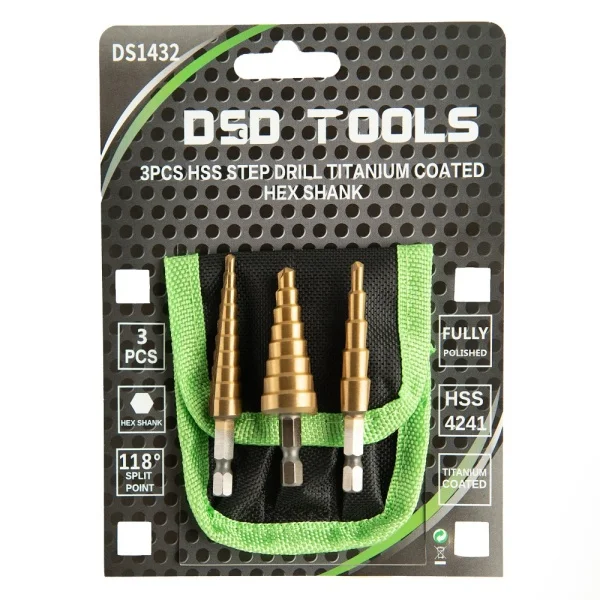 3 BURGHIE HSS CU TITAN IN TREPTE, COADA HEXAGONALA DS1432