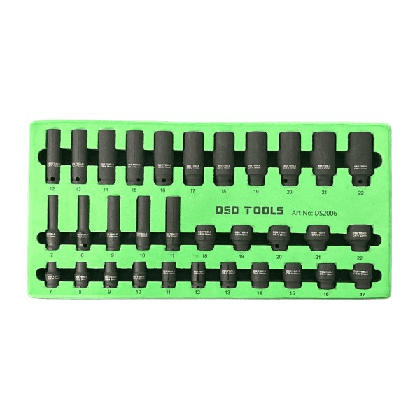 Set 32 chei tubulare de impact lungi și scurte, 6 laturi, prindere 3/8" DS2006 - image 1774343915273