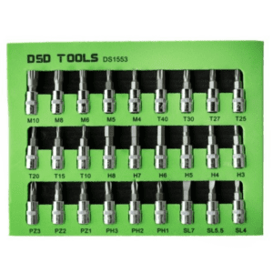 Set 27 chei tubulare cu biți 38mm, prindere 1/4" (Torx, Imbus, Spline, etc.) DS1553 - image 1775313417596