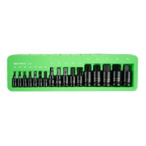 Set 17 tubulare de impact cu bit hexagonal (Inbus) prindere 1/4", 3/8", 1/2" DS1185