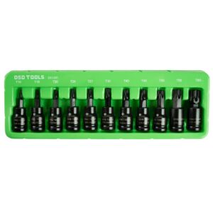 Set 11 tubulare de impact cu bit Torx cu gaură (Tamper Torx) prindere 3/8" DS1201