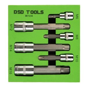 Set 6 tubulare cu bit Spline (Triple Square) prindere 3/8" și 1/2" DS1238