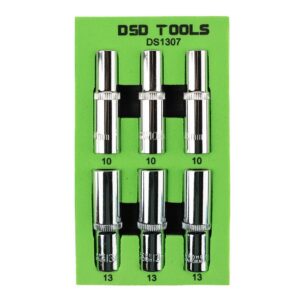 Set 6 tubulare lungi 10mm + 13mm în 6 puncte prindere 3/8" DS1307
