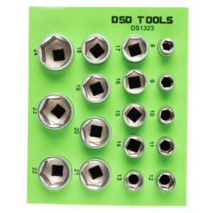 Set 17 tubulare scurte 8-24mm - finisaj satinat prindere 3/8" DS1323