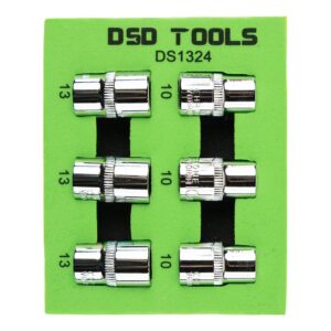 Set 6 tubulare scurte 10mm + 13mm în 6 puncte prindere 3/8" DS1324