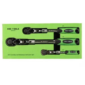 Set 3 antrenoare cu clichet extensibile și cap articulat prindere 1/4", 3/8" și 1/2" DS1371
